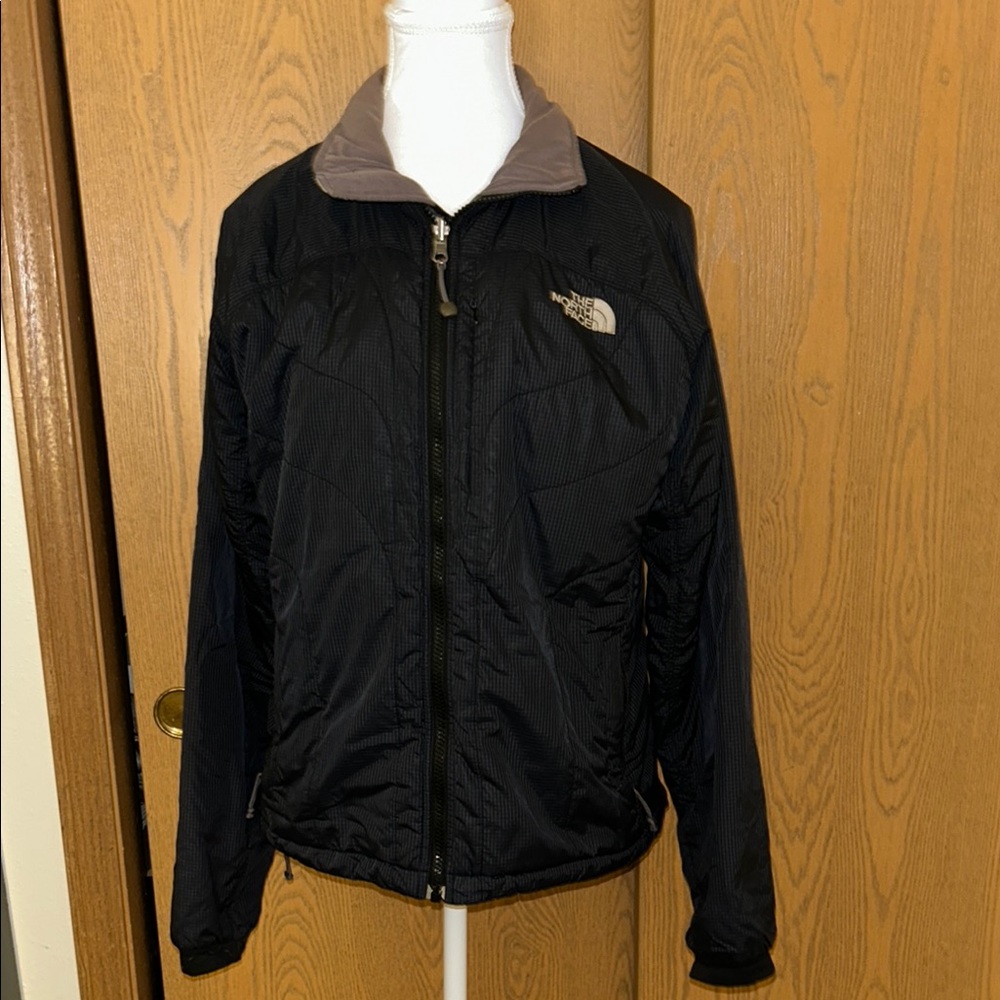 The North Face Primaloft Navy Blue Jacket with Gray Fleece Collar